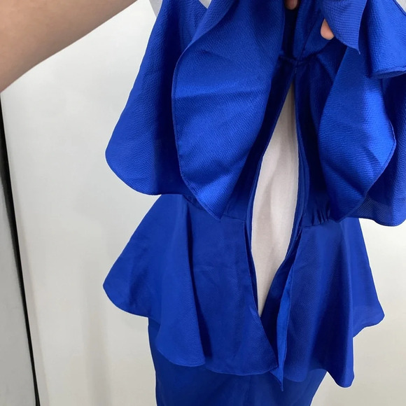 Julie Dillon Slip Dress Womens Size 2 Blue Ruffle Sleeveless Scoop Nightout Mini - Picture 9 of 14